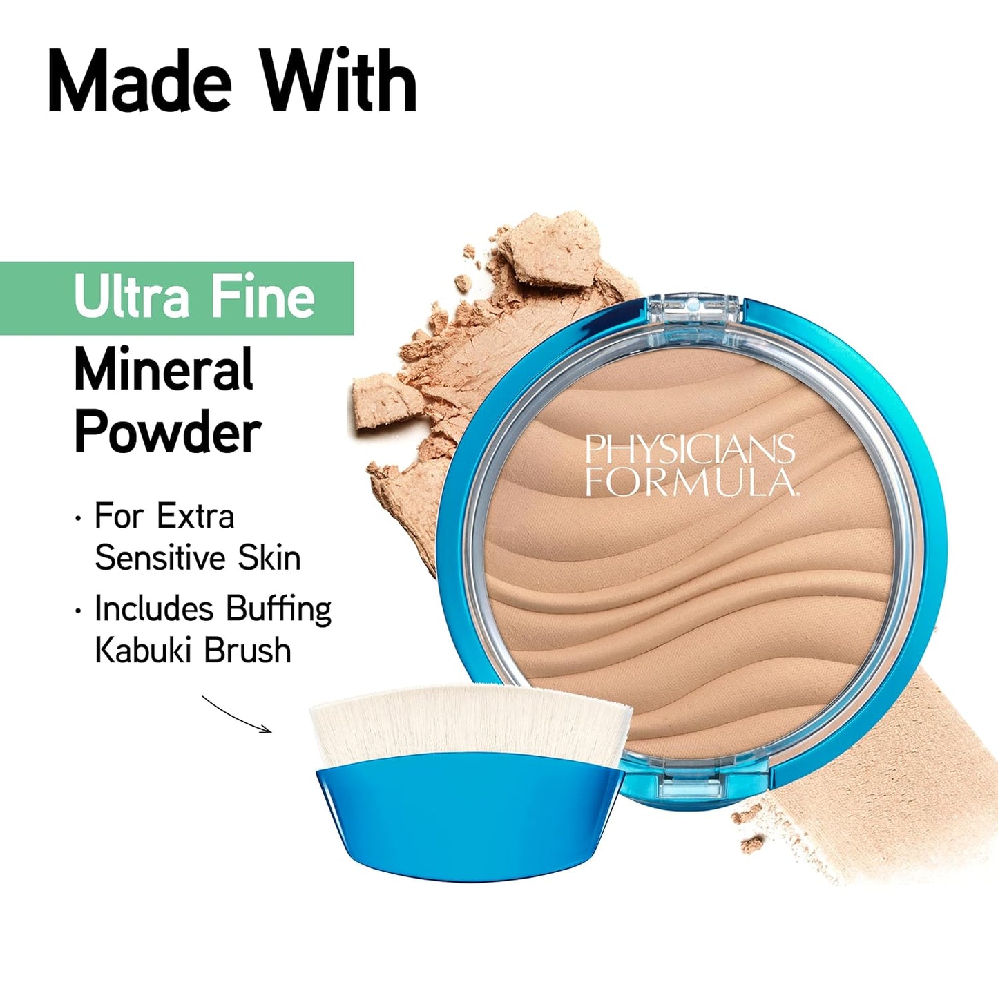 Physicians Formula Mineral Wear Talc-Free Airbrushing Pressed Powder, Full Coverage Mineral Face Powder for Sensitive Skin – Translucent