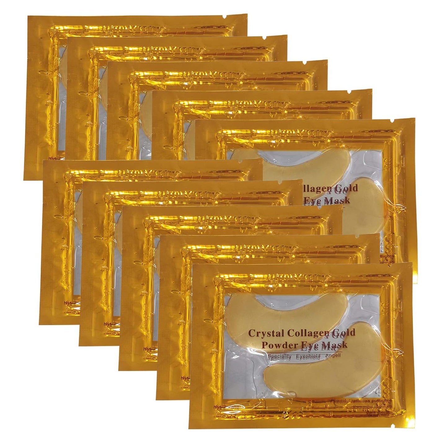 24K Gold Powder Gel Collagen Eye Masks Sheet Patch, Remove Bags,Dark Circles &Puffiness,Reduce Wrinkle,Moisturising,Hydrating for Blackheads (10 Pairs)