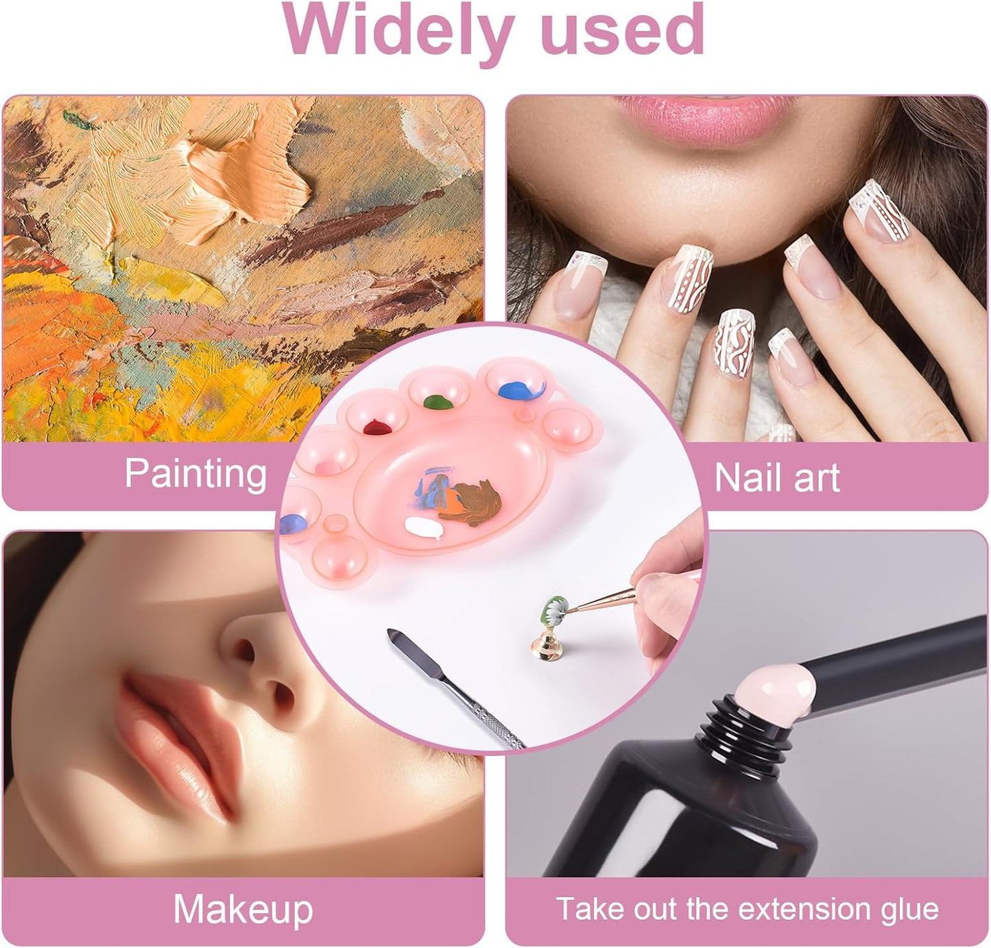 5Pcs ABS Makep Palette Nail Painting Palette with Stainless Steel Stirring Rod Nail Tool Set, Nail Art Polish Painting Mixed Color Palette