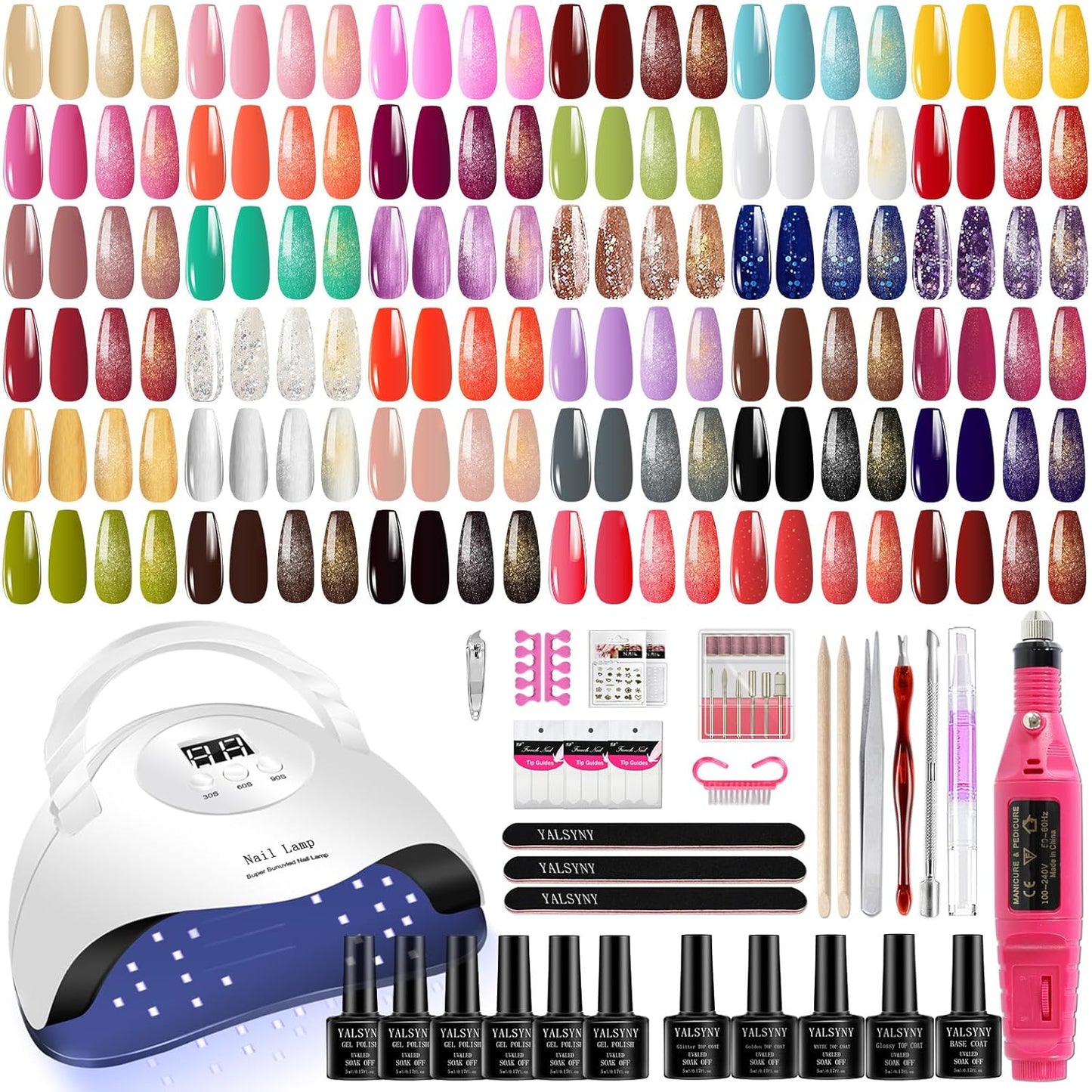 NAIL POLISH KIT with U V Lamp and Drill Starter Kit 36 Colors Gel Nail Polish Nail Art Gel Manicure Kit