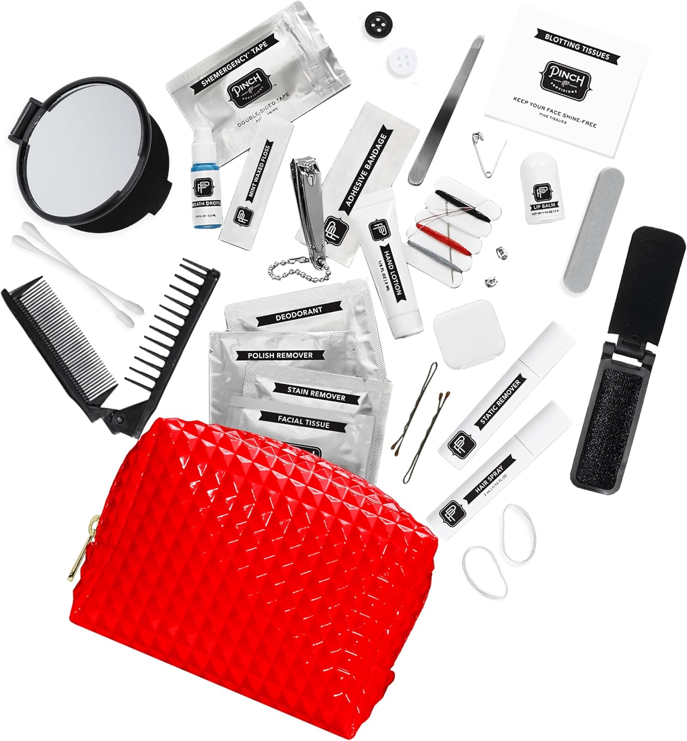 Pinch Provisions Shemergency Kit for Her, 40 Emergency Essential Items, Compact, Multi-Functional Pouch, Gift for Women, Birthday, Bachelorette Parties, and More!