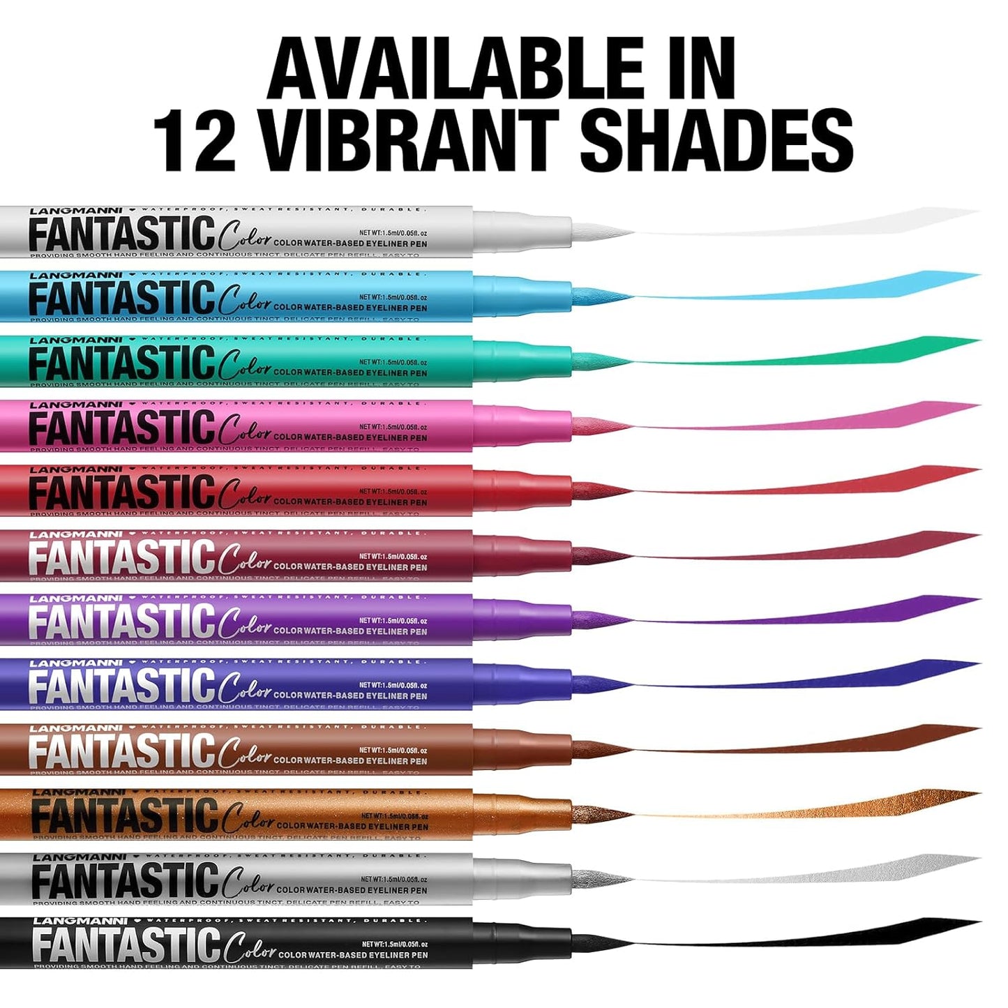 LANGMANNI 12 Colors Matte Liquid Eyeliner Set, Neon Colorful Pigmented With Long-lasting, Smudgeproof & Waterproof Eye Liner Makeup for Bold & Stunning Looks - Gift for Girls