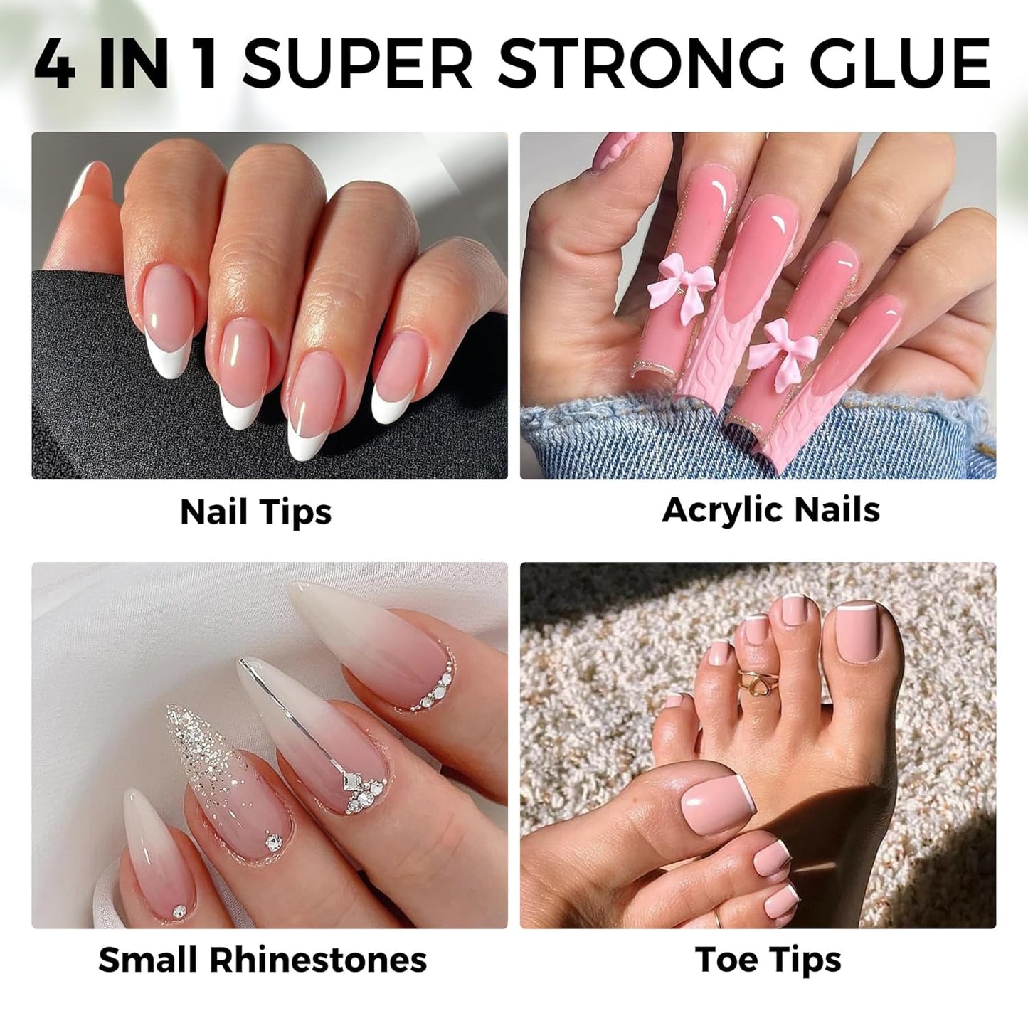 40ml Super Strong Nail Glue Soft Solid Gel Nail Glue for Press Ons Acrylic Nails, Mess Free, Lamp Curing Needed, Durable & Long-Lasting