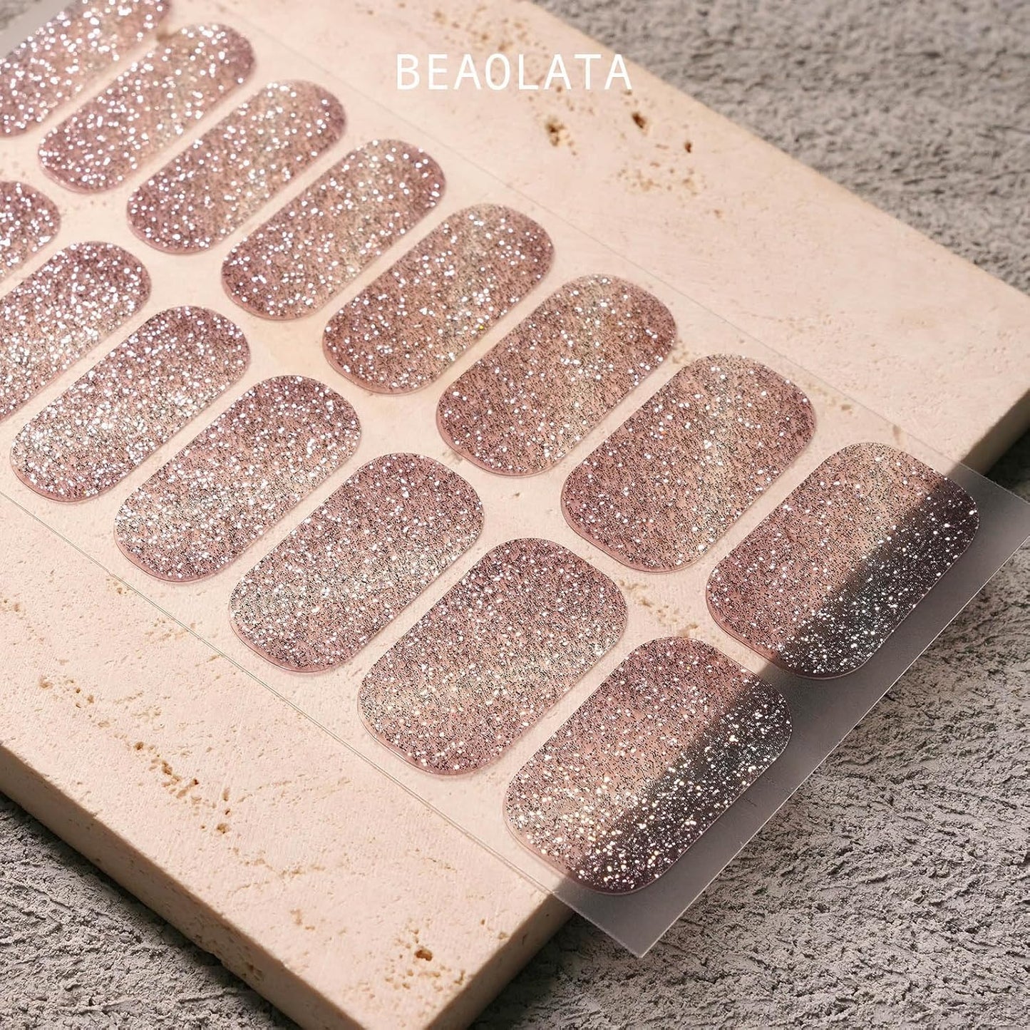 Nail Polish Strips, 32PCS Salon Quality Wraps, Long Lasting Gel Nail Stickers for Women Easy Apply& Remove (Silver Birch Luster)