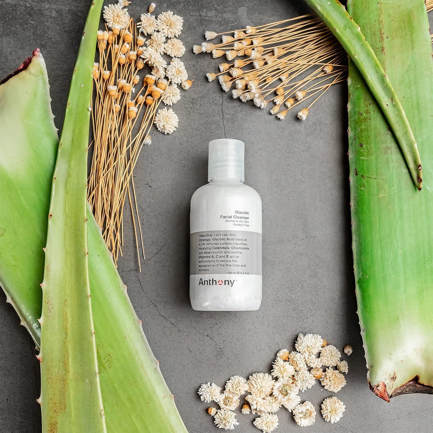 Anthony Glycolic Facial Cleanser for Men, Daily Exfoliating & Hydrating Face Wash, Shave Prep, Non-Foaming, Deep Cleansing, Gentle on Sensitive Skin, Removes Dirt & Oil, Smooths Texture, 3.4 Fl Oz