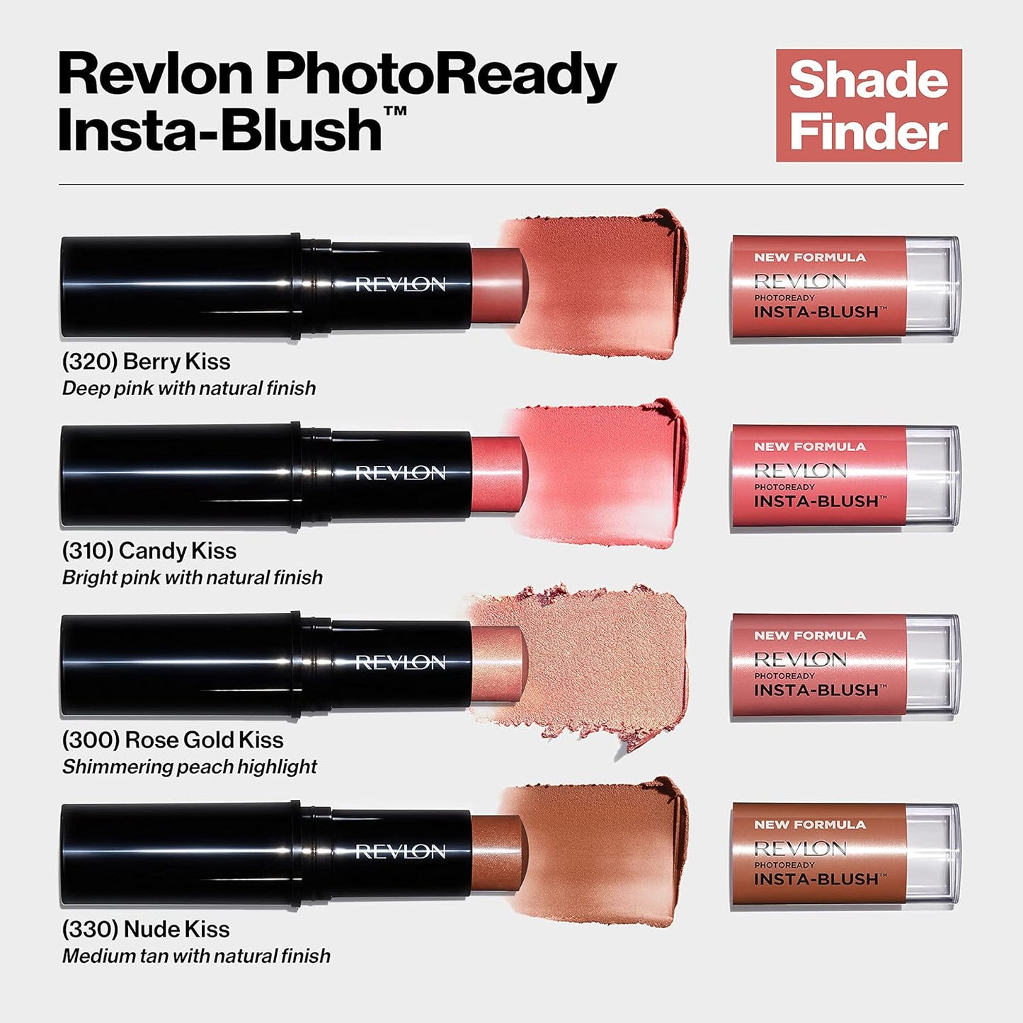 Revlon Blush Stick, PhotoReady Insta-Blush Face Makeup with Cream to Powder Formula, High Impact Color, Moisturizing Creamy Formula, 330 Nude Kiss, 1.15 Oz