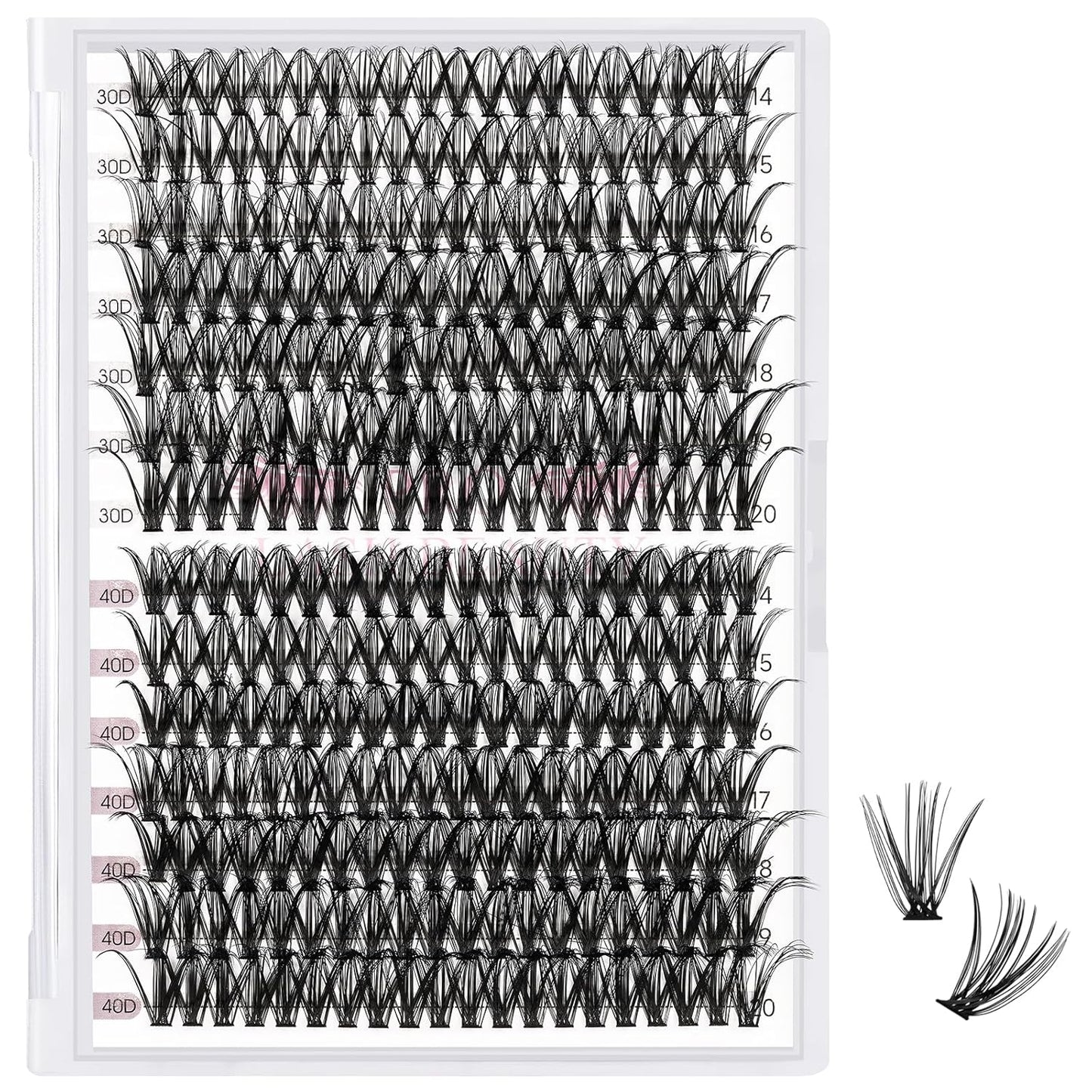 280 Pcs Individual Lashes 30D Mixed Lash Clusters 14 Rows Cluster Lashes that Look Like Eyelash Extensions DIY Lash Extension Self Application At Home (30D-D-14-20mix)