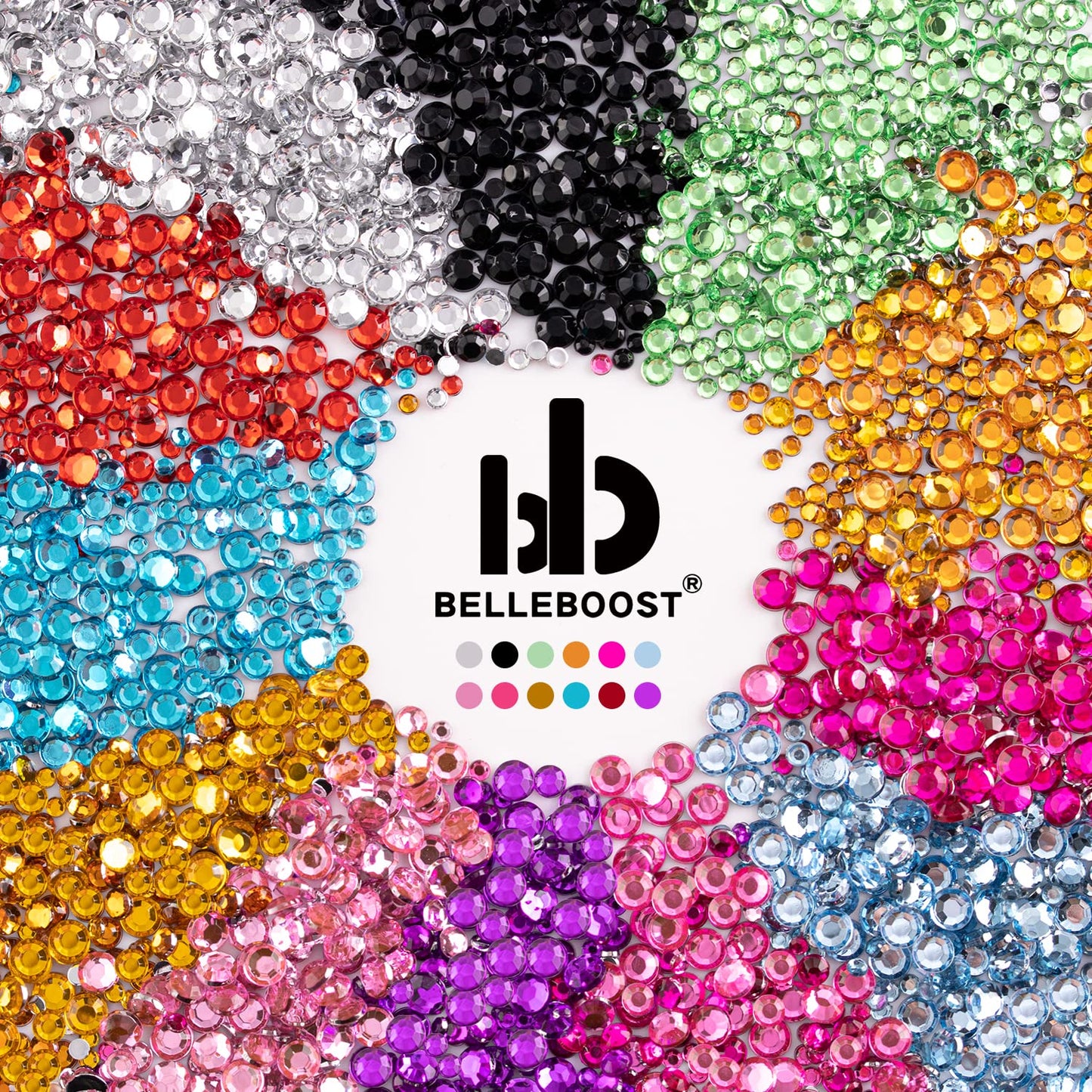 Two Packs of Flatback Rhinestones 4520 Pcs Colorful Nail Art Rhinestones Flatback Crystal Colorful+Champagne Rhinestone with Picker Pencil and Tweezer for Nail Art and Decoration