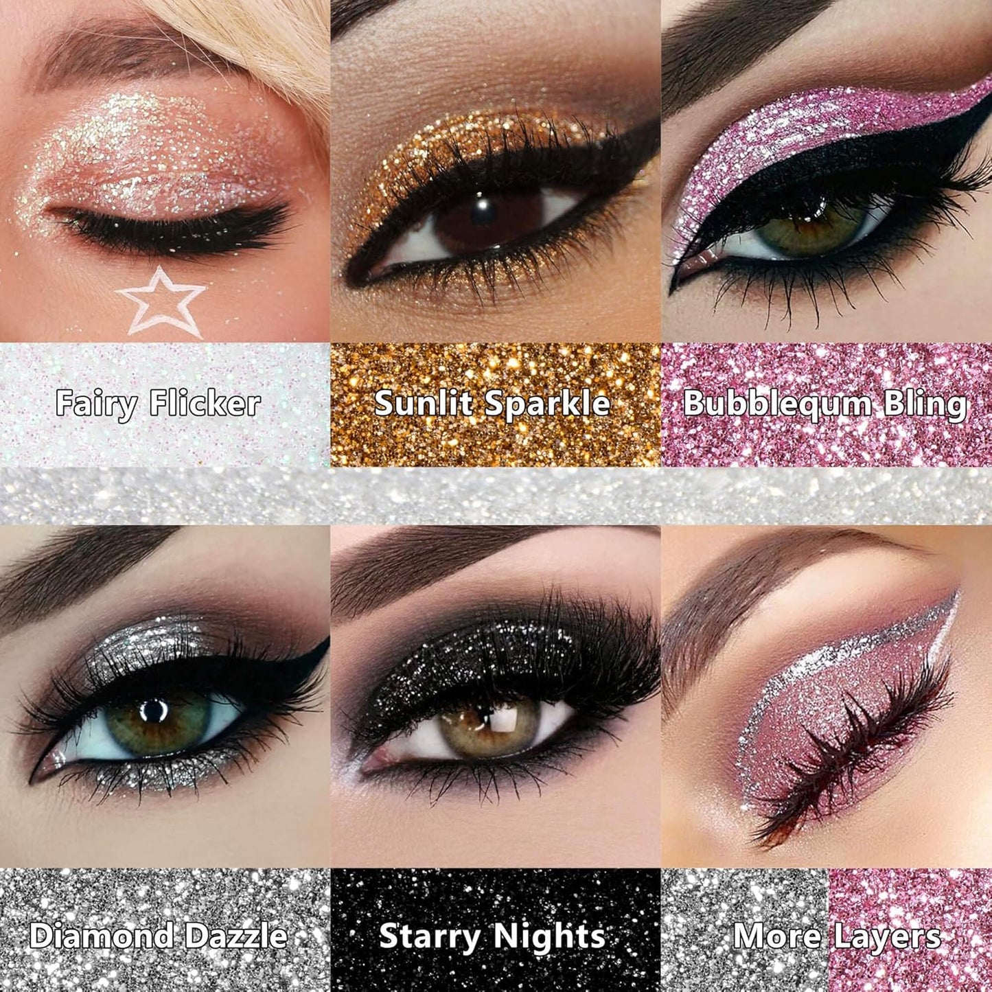 Chunky Glitter – White Pressed Glitter for Eyes, Lips, Face & Body – Long-Lasting Sparkle for Festival, Party, Cosplay, Makeup Looks – Layer as Eyeshadow Topper (Fairy Flicker)