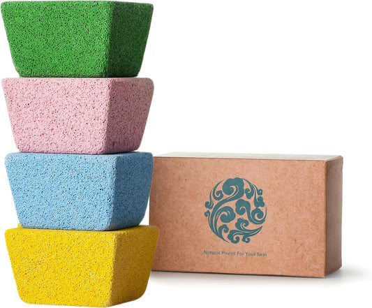 Multi-Color Pumice Stone Set – Ergonomic Trapezoid Foot File, 4-Pack in Pink, Yellow, Blue, & Green – Ideal for Callus Removal, Dead Skin Exfoliation,Cracked Heel Treatment – Durable & Thick