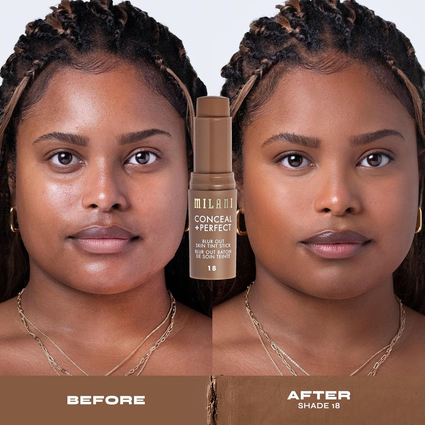 Milani Conceal + Perfect - Skin Tint Stick, Blur Out Tinted Moisturizer Makeup, Shade 018