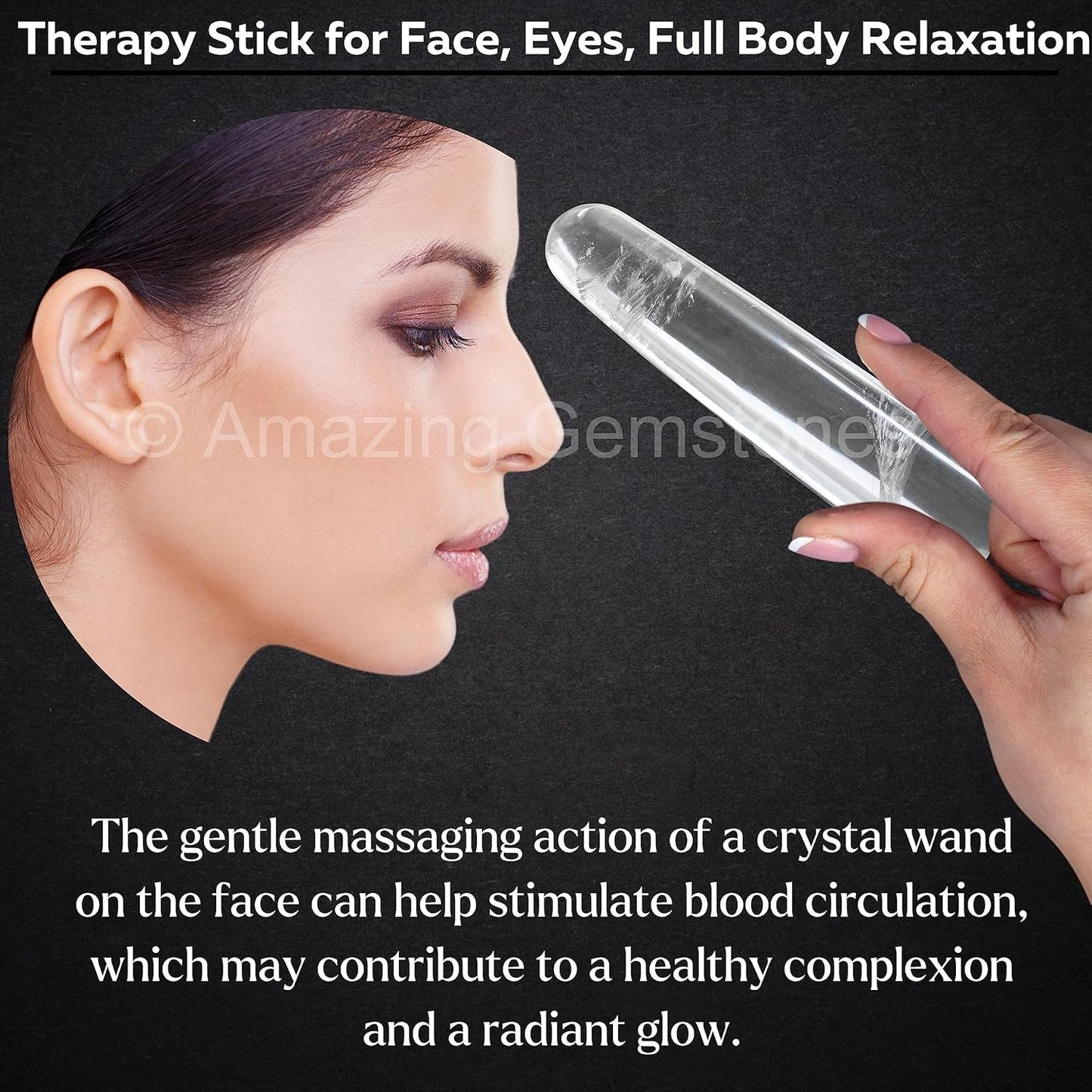 Amazing Gemstone Clear Quartz Crystal Wand Massage Stick - Pelvic Wand Gua Sha for Adults - Crystals and Healing Stones Massage Wands for Adults Gifts (Smooth)