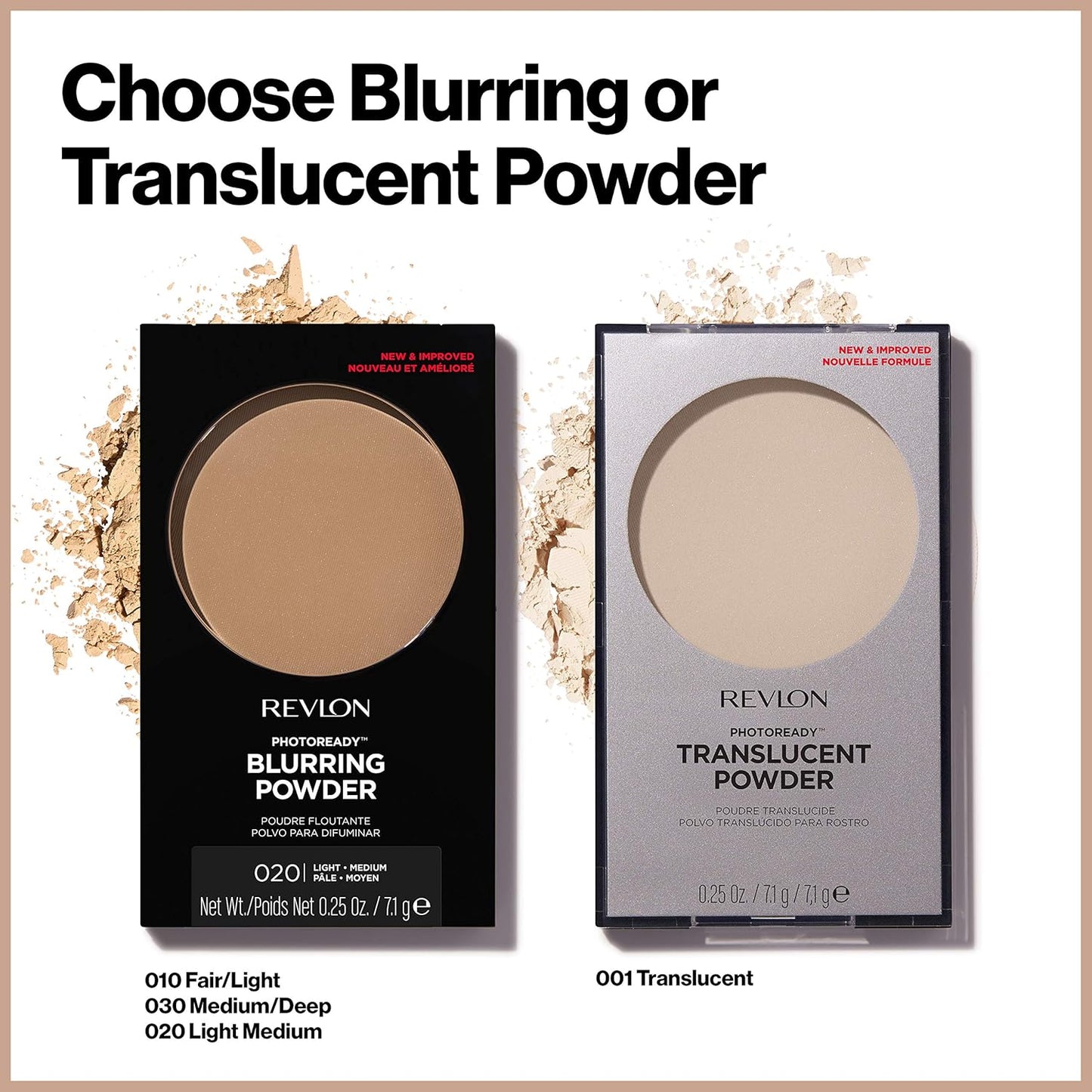 Revlon Translucent Powder, PhotoReady Blurring Face Makeup, Lightweight & Breathable High Pigment, Natural Finish, 001 Translucent, 0.25 Oz